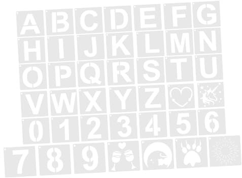 VILLCASE 42stücke Schablonen Für Buchstaben Und Zahlen DIY-malvorlagen Zum Basteln Mit Buchstaben-schablonen Für Holz Und Wiederverwendbar Für Kalligraphie Und Dekoration