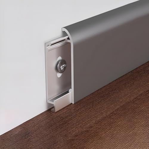 Raouoae Battiscopa In Alluminio Resistente - 2 Pezzi Da 125cm Per Decorazione Elegante E Protezione Robusta Del Pavimento, Ideale Per Ristrutturazione Interni E Accessori Casa(Grau,Höhe: 6 cm)