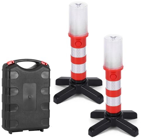 COFEMY LED Notfall Flares Set - 2 Leuchten Rotes Licht für Autobahn Straß Sicherheitsleuchte Camping-Lampe Alternative zu Sicherheitsdreieck LED-Notfall