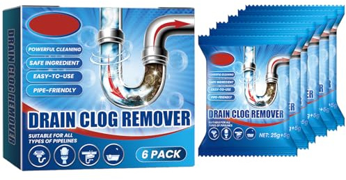 KOAHDE Polvo para Limpieza de Tuberías,Desatasco De Tuberías Obstruidas En Inodoros De Cocina,Polvo Limpiador de Tuberías de Cocina,Potente Desatascador Y Desodorante De Tuberías,6PC