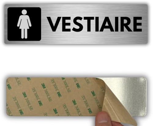 LEIASA | Panneau Adhésif Vestiaire Femmes - 5x18 cm - Épaisseur 0,8 mm - Aluminium - Panneau Vestiaire Féminin - Signal Vestiaire Femmes - Autocollant 3M - Vestiaire Exclusif Femmes