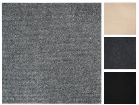 Vieshful Carpet Tiles Peel and Stick 50x50 cm, Self Adhesive Squares Carpet Floor Tile for Flooring Home Office Living Room Bedroom Commercial Apartment Light Gray 10 Pack