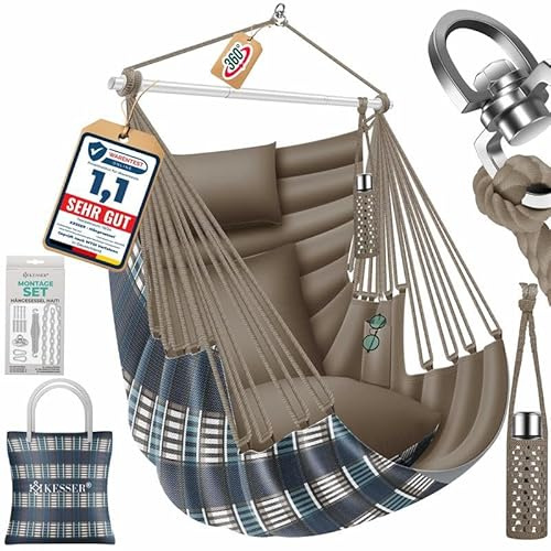KESSER Silla colgante Haití 150 kg capacidad de carga, silla colgante rotación de 360 °, columpio colgante interior exterior resistente a los rayos UV y resistente al agua, fácil de mantener, incluye
