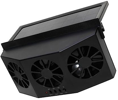 GLEAVI Auto Solar Exhaust Fan for Car Ventilation Energy Saving Portable Cooler High Capacity Battery Compact Design for Fresh Air and Odor Elimination Vehicles