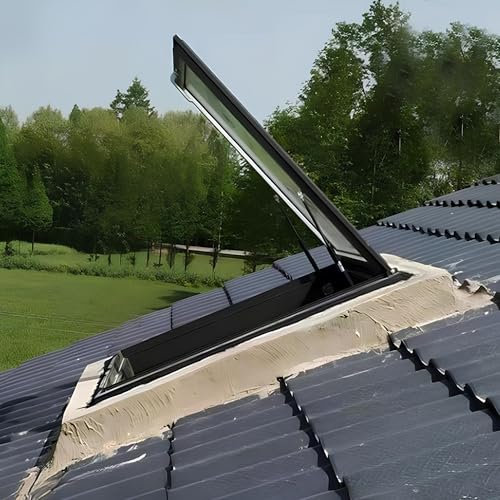 Finestra Per Tetti In Vetro Chiaro, Finestra In Alluminio Angolare Con Vetro Temperato A Doppio Strato Per Tende Da Tetto, Seminterrati, Garage, Verande E Accesso Esterno Al Sottotetto(45°,LxW 70x50cm