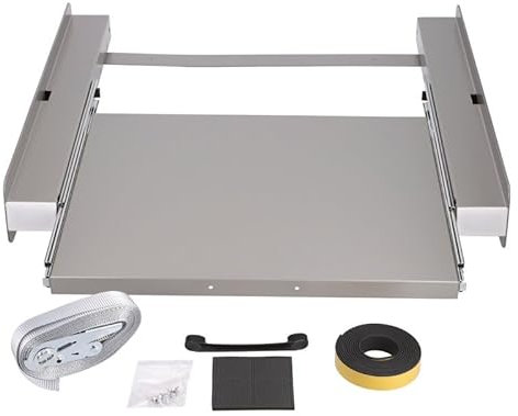 LUTH Premium Profi Parts Cadre intermédiaire gris avec plan de travail universel pour machine à laver et sèche-linge