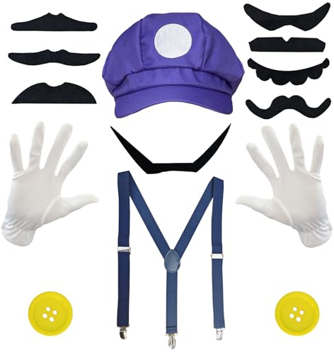 DTAOZFA 13 Stücke Super Brothers Kostüm Zubehör, Super Bros Kostüm für Cosplay, Erwachsene Karneval Kostüm Mütze Hut