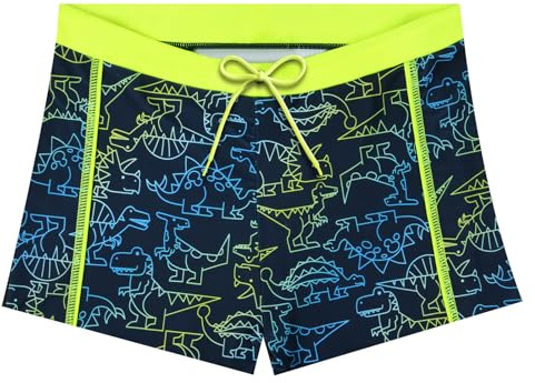 AYESY Short de Bain pour Garçon, Dinosaure Maillot de Bain Vintage Enfant, Boxer Shorts, Impression Séchage Rapide Plage Maillots de Bain de 7 à 8 Ans Garçon de 128 cm de Haut, Marine