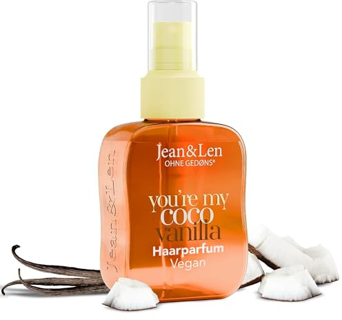 Jean & Len profumo per capelli you're my coco vanilla, profumo di cocco e vaniglia dolce, formula nutriente, adatto a tutti i tipi di capelli, non appesantisce i capelli, 105 ml