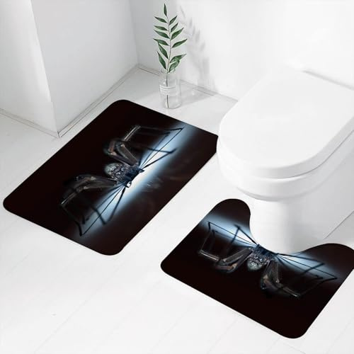 FEHWI Lot de 2 Tapis de Salle de Bain pour la Salle de Bain - Antidérapants et lavables - pour Douche, Baignoire,Creepy Crawler, Une Grande araignée illuminée, Ses Pattes s'étendant sur Une Surface
