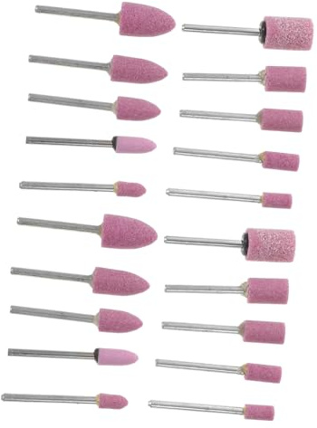 Housoutil Cabezales de Piedra Abrasiva Rosa Material Pyrostone y Metal 20 Piezas Accesorios para Lijado y Pulido Compatibles Amoladoras para Herramientas Rotativas