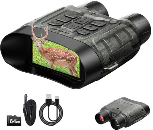 ALEENFOON 4K 48MP Nachtsichtgerät, 5000mAh,8X Digitaler Zoom Nachtsichtgeräte,400 m Reichweite, inklusive 64GB TF-Karte, 3-Bildschirm für Camping, Jagd und Sicherheit