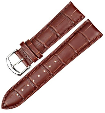 yangfangmei Klockarmband Bälte Svart Läderarmband Klockband 18mm 20mm 22mm Klocktillbehör Armband(Dark brown,14mm)