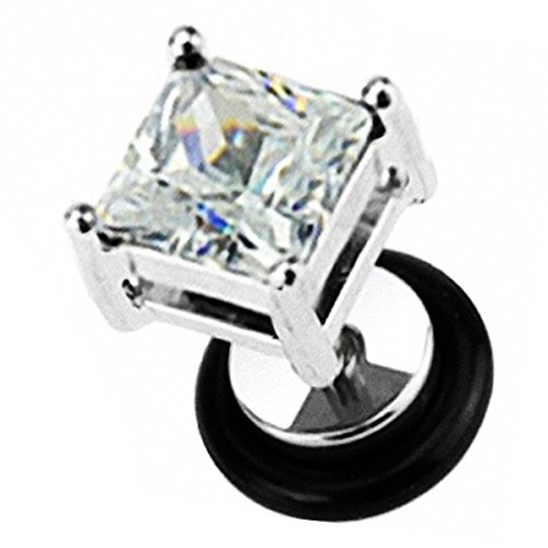 Piersando Ohrring Fake Ohr Plug Flesh Tunnel Piercing Ohrstecker Stecker Stab Runde Platte Viereck Zirkonia Strass Kristall Clear