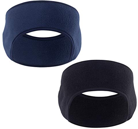 Fleece Ear Warmers Headband/Ear Muffs GoFriend Winter Headbands for Adults Men & Women, Stay Warm & Cozy with our Thermal Polar Fleece & Performance Stretch (Black+Blue)