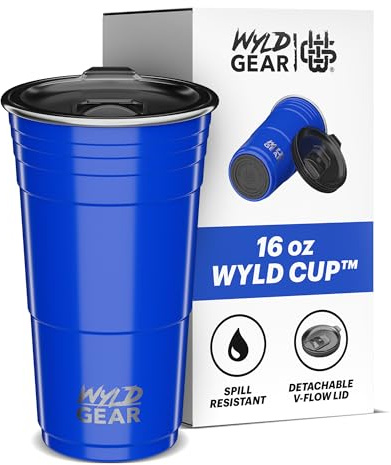 Wyld Gear Partybecher, 473 ml, königsblau, Edelstahl, Metallbecher mit Deckel