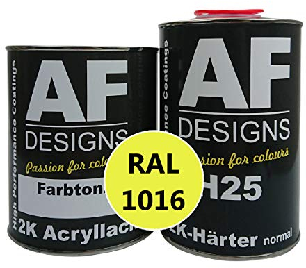 Alex Flittner Designs 2K Acryl Lack Autolack 4,5 kg Set RAL 1016 SCHWEFELGELB glänzend incl. Härter