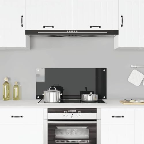 Festnight Kitchen Backsplash Wall Backsplash for Kitchen/Cooker Hood Black 90x40 cm Tempered Glass
