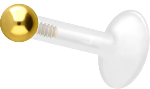 PIERCINGLINE PTFE Labret mit Innengewinde | Titan AUFSATZ KUGEL| Piercing Lippe Nase Ohr Helix | Farb & Größenauswahl