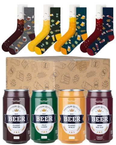 soxo Bier Geschenke Für Männer - Dose Beer Socken Herren Mit Motiv 40-45 | Biergeschenke Mann, Funny Socks, lange Baumwollsocken, Biermotiv, Geburtstagsgeschenk Ehemann