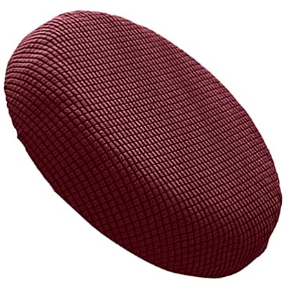BESPORTBLE Rund Hocker Bezug Stretch Stuhlbezug Hockerbezug Waschbarer Stuhlhülle Stretch Schonbezug Stuhl Sitzbezug für Barhocker Bistrohocker Protector Drehbarer Hocker Schonbezug Rotwein