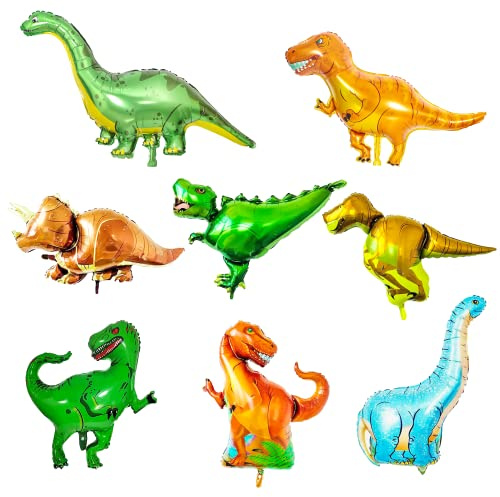 8 Stücke Folien Dinosaurier Luftballons, 3D Dinosaurier folienballon, Dinosaurier Geburtstag Deko, Große Größe Dinosaurier Party Ballon, Dschungel Party Dekoration, Dinosaurier Jungle Stil Party