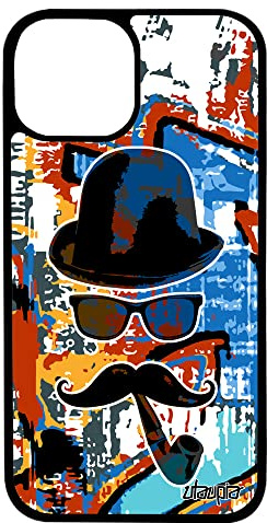 utaupia Coque pour iPhone 13 Silicone Monsieur Moustache Telephone Mobile Vintage Art Pipe Homme Cadeau d'anniversaire Housse Etui Orange