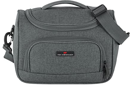 Von Cronshagen Kosmetikkoffer Cloud 2.0 | Kulturtasche aus Polyester | mit abnehmbarem Schulterriemen | Aufsteckfunktion (Anthracite)