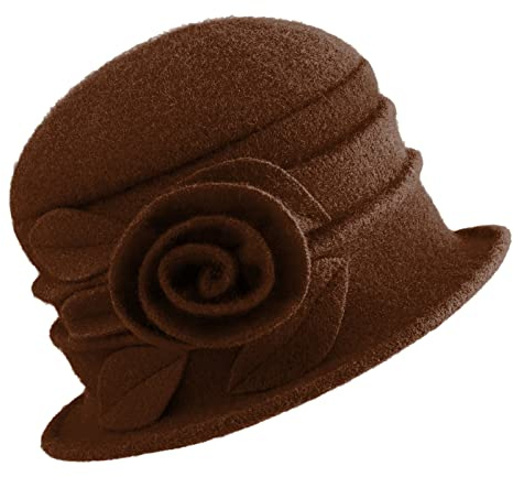 Gajaous Frauen Cloche Hüte Bucket Hat Französische Baskenmütze Vintage Floral Wollkleid Klassischer Hut der 1920s