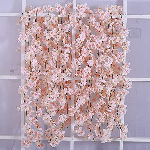 Homcomodar künstliche Blumne Girlande Kirschblüten Rosa 5.9FT 6er Pack Seidenblume Kirschblüten Hängen Reben für Hochzeit Party Tisch Hintergrund Bogen Wand Dekor
