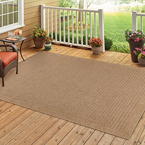 HomebyHome Tappeto da Esterno Impermeabile 80x150 cm Beige - Tappeto Resistente alle Intemperie e Lavabile in Lavatrice - Tappeto per Balcone, Campeggio, Terrazza, Giardino
