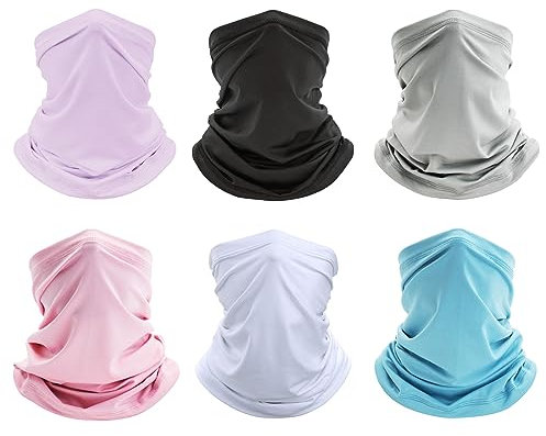 Finvizo Multifunktionstuch Schlauchschal Halstuch: 6 Stück Elastisch Loop Schal Bandana Winddicht Mundschutz Sturmhaube Gesichtsmaske für Herren Damen, Helle
