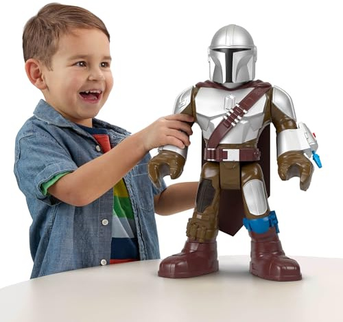 Fisher-Price Imaginext STAR WARS The Mandalorian XXL action figure giocattolo, personaggio snodabile alto oltre 40,6 cm con lanciatore per bambini e bambine dai 3 anni in su, HXT20