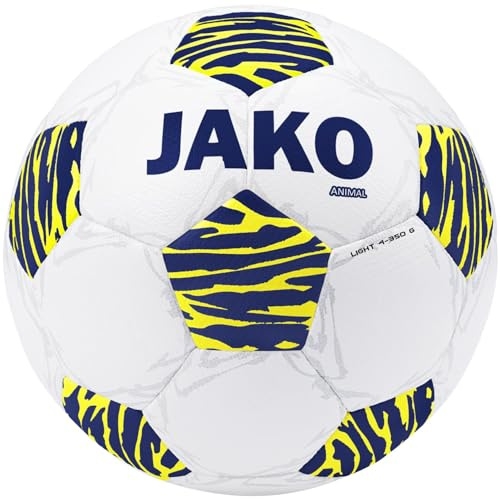 JAKO Fussball Lightball Animal 2314 Weiß/Navy/Neongelb 4 (350g)