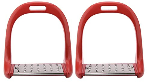 Steigbügel, Englischer Sattel, Western-Steigbügel, Hochfeste, Rostfreie Englische Sattel-Steigbügel, Rutschfester Reitsattel aus Aluminium mit Lackierung für Sicheres und (Rot)