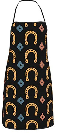 Amkong Schürze mit Eiscreme-, Luftballon-, Wolkenmuster, schwarze Schürze für Damen, Herren, Teenager, mit Taschen, Schürzen zum Kochen, Koch, Küche, Grillen, 6, One size