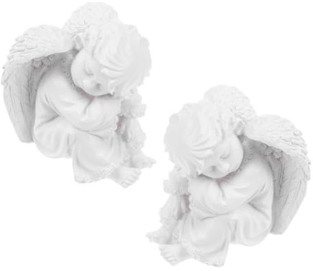 ABOOFAN 2stücke Engel Skulptur Aus Kunstharz Kleine Engelfigur Für Dekoration Hingucker Schreibtisch Regal Oder Tisch Als Geschenk Für Geburtstage Und Hochzeiten Geeignet