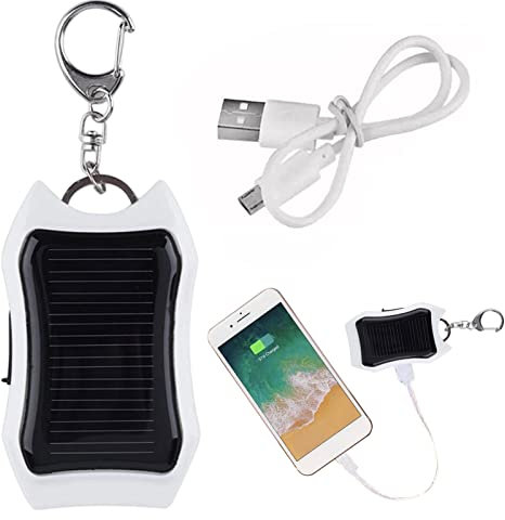 1/2 Keychain Solar PowerBank - Waterproof Small Solar Portable Charger, External Battery Pack | 1500mah Solar Charger PowerBank, Solar PowerBank Built in Super Bright Flashlight