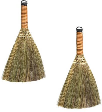 Healeved 4pcs Indoor Broom Hard Bristle Brush for Cleaning Dust Corners Desk Cleaning Tool Small Broom Natural Material