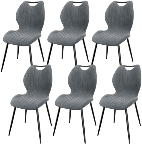 LEWE Esszimmerstühle 6er Set, Küchenstühle Wohnzimmerstuhl Polsterstuhl mit Metallbeine,Stuhl mit Stoff-Rückenlehne, Stühle für Esszimmer Wohnzimmer Küche