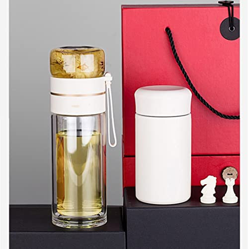 SJZZJSBX 2 Stück Tee-Thermosbecher mit Tee-Ei, Isolierflasche aus Edelstahl, Thermoskanne in Geschenkbox (A)