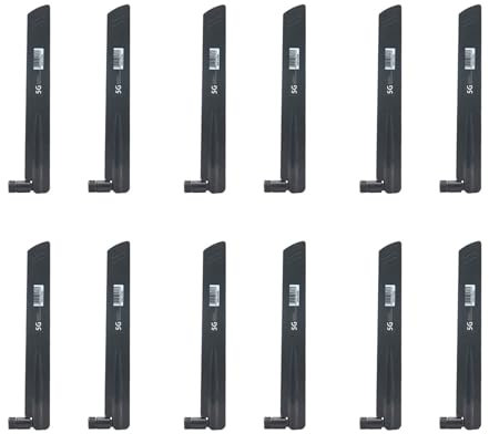 Torribala 12 Piezas 3G 4G 5G Antena 600-6000MHz 18DBi Ganancia SMA Macho para Tarjeta de Red InaláMbrica WiFi Enrutador SeñAl Alta (C)
