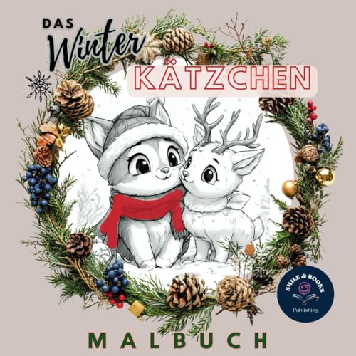 Das Winter Kätzchen Malbuch: Adventsmalbuch mit knuffigen Kätzchen-Motiven im Kawaii-Stil. Für Kinder.
