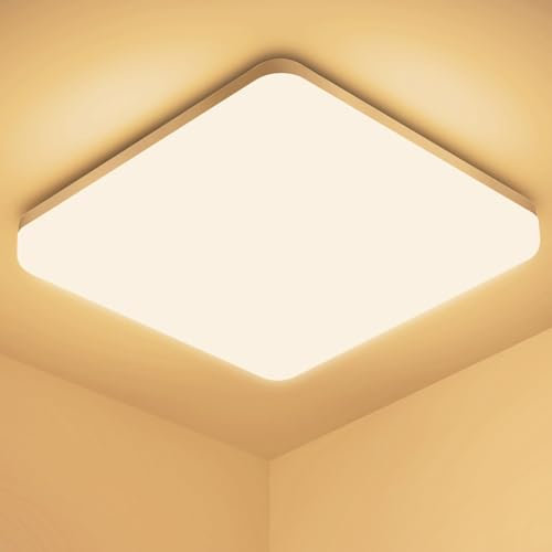 Plafoniera LED Soffitto Quadrata 20W, Lampada da Soffitto Moderno 3000K 2000LM Plafoniera Bagno IP44 Impermeabile Lampadario LED Luce Soffitto per Ufficio, Camera da Letto, Cucina, Soggiorno, Balcone