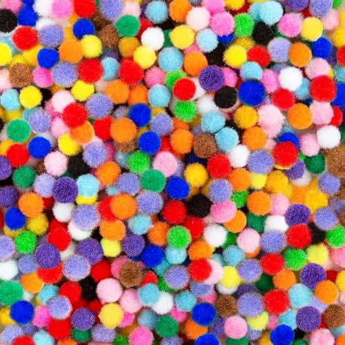 2000 Stück Mini Pompons zum Basteln, 1 cm Bunte Pom Poms | Polyester für DIY Handwerk, Dekoration, Oster- und Weihnachtsdekoration, Kreative Bastelprojekte