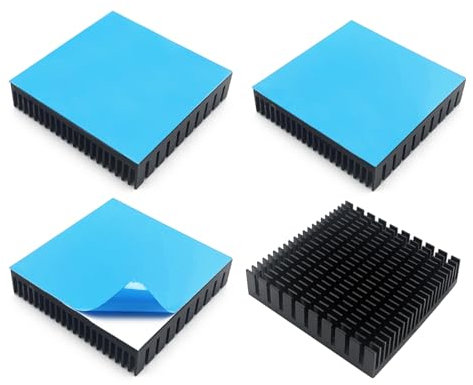 4PCS 50mm Heatsink 1.97x1.97x0.43 Inch/ 50mmx50mmx11mm Heat Sink Aluminum Cooler with Thermal Blue Sticker Cooling for Peltier Plate Module Router Amplifier Led Chip CPU Power Transistor FET IC