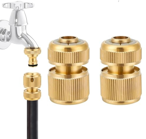 Sylken 2 PCS Brass Hose Connectors Garden Hose Connector, 1/2 Inch Quick Connect Garden Hose Fittings, Gardening 1/2 inch Pipe Quick Connector