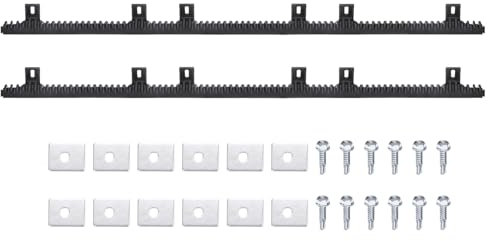 sourcing map Rack in nylon, 2 pezzi per un totale di 2 m, resistente, rinforzato con hardware di montaggio, ingranaggi dritti per apriporta scorrevole, operatore per porta scorrevole