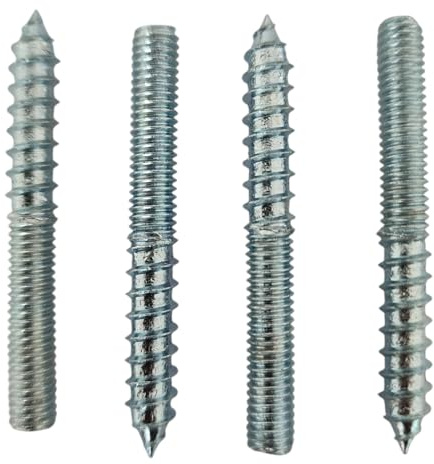 Double-Ended Dowel Screws, M6 x 50mm, BZP Metal to Wood Connector, Pack of 4