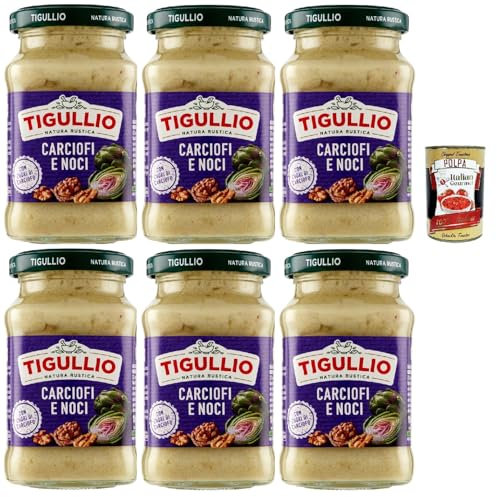 Star Tigullio Pesto Carciofi e noci Sauce artichauts et noix, sans gluten, 6 x 185 g + Italian Gourmet Polpa 400 g